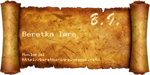 Beretka Imre névjegykártya